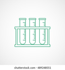 Chemical Tube Green Line Icon On White Background