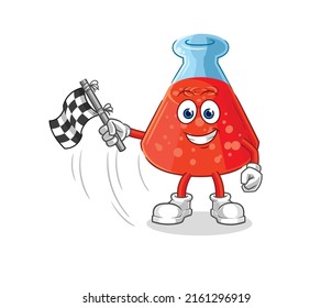 the chemical tube hold finish flag. cartoon mascot vector