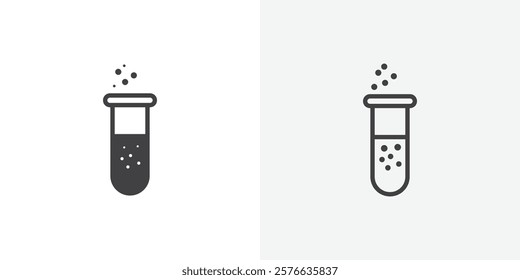 Chemical Tube icon set in black flat solid and outlined style.