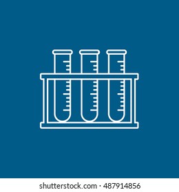 Chemical Tube Line Icon On Blue Background