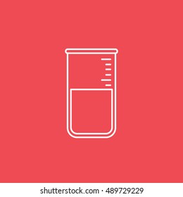 Chemical Tube Line Icon On Red Background