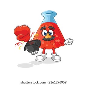 The Chemical Tube Prank Glove In The Box. Cartoon Mascot