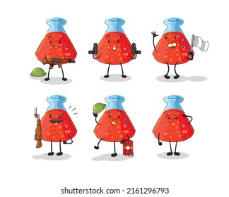the chemical tube troops character. cartoon mascot vector
