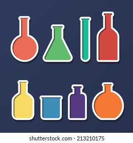 Chemical tubes icons set. Vector illustration