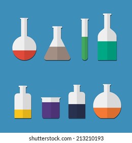 Chemical tubes icons set. Vector illustration