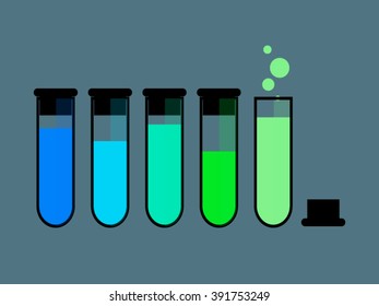 Chemical tubes. Laboratory glass. Flat design vector illustration. Science colorful logo for chemical industry and web design. Test tubes. 