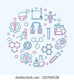 Chemical vector creative round illustration in thin line style