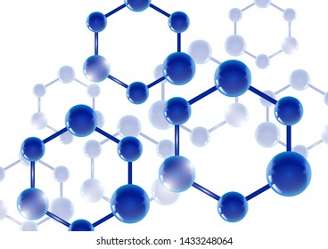 Chemical vector nanotechnology background with 3d macro molecules. Vector illustration for scientific, chemical, physical, educational and other projects.