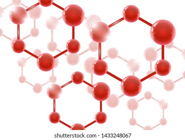 Chemical vector nanotechnology background with 3d macro molecules. Vector illustration for scientific, chemical, physical, educational and other projects.