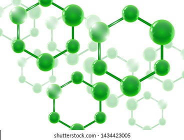Chemical vector nanotechnology background with 3d macro molecules. Vector illustration for scientific, chemical, physical, educational and other projects.