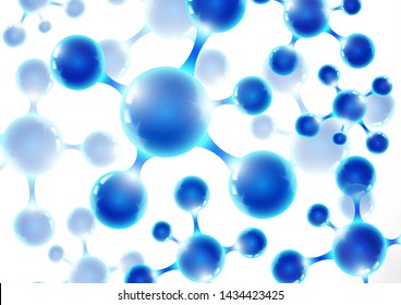 Chemical vector nanotechnology background with 3d macro molecules. Vector illustration for scientific, chemical, physical, educational and other projects.
