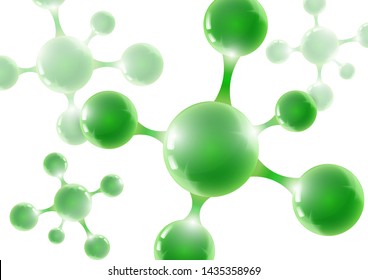 Chemical vector nanotechnology background with 3d macro molecules. Vector illustration for scientific, chemical, physical, educational and other projects.