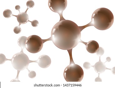 Chemical vector nanotechnology background with 3d macro molecules. Vector illustration for scientific, chemical, physical, educational and other projects.