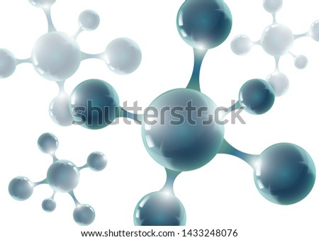 Chemical vector nanotechnology background with 3d macro molecules. Vector illustration for scientific, chemical, physical, educational and other projects.