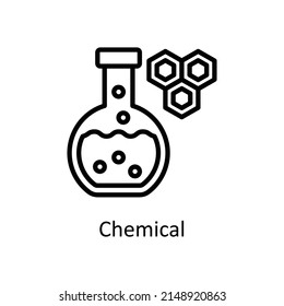 Icono de contorno de vector químico para web aislada en el archivo EPS 10 de fondo blanco