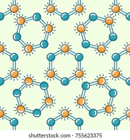 Chemical vector seamless pattern in flat style. Vector pattern can be used as wallpaper, website background, cover design, textiles and advertising