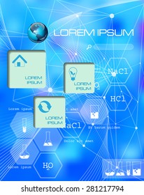 Chemical. Vector web and mobile interface infographic template. Flat corporate website design. Multifunctional media background. Editable. Options, Icon, Banner. Chemistry and science concept.