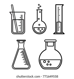 Chemical vessels, outline design. Vector illustration