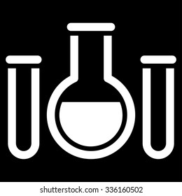Chemical Vessels vector icon. Style is flat symbol, white color, rounded angles, black background.