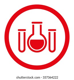 Chemical Vessels vector icon. Style is flat rounded symbol, red color, rounded angles, white background.