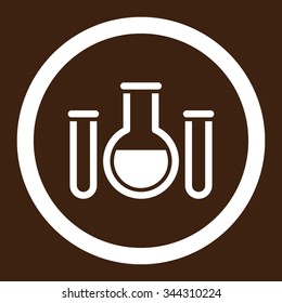 Chemical Vessels vector icon. Style is flat rounded symbol, white color, rounded angles, brown background.