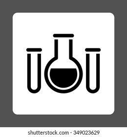 Chemical Vessels vector icon. Style is flat rounded square button, black and white colors, gray background.