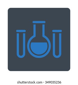 Chemical Vessels vector icon. Style is flat rounded square button, smooth blue colors, white background.