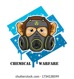Chemical Warfare. A monkey in the middle of pandemic
