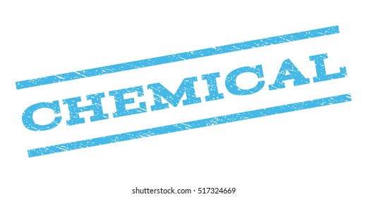 Chemical watermark stamp. Text caption between parallel lines with grunge design style. Rubber seal stamp with scratched texture. Vector light blue color ink imprint on a white background.