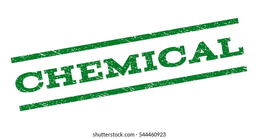 Chemical watermark stamp. Text tag between parallel lines with grunge design style. Rubber seal stamp with dirty texture. Vector green color ink imprint on a white background.