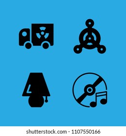 chemical weapon, lamp, compact disc and transportation icons vector in sample icon set for web and graphic design