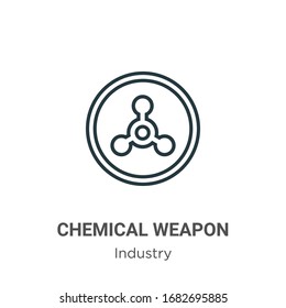 Icono vectorial de contorno de armas químicas. Icono de arma química negra en línea delgada, ilustración de elemento simple vector plano del concepto de industria editable trazo aislado sobre fondo blanco