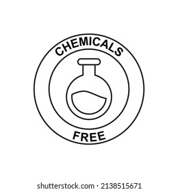 Chemicals free label icon in black line style icon, style isolated on white background