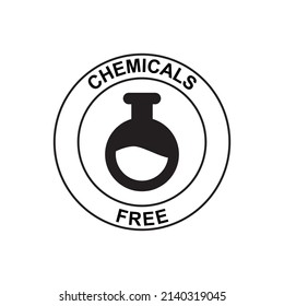 Chemicals free label icon  in black flat glyph, filled style isolated on white background