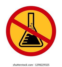 chemicals free symbol, danger chemicals warning sign chemical safety, mercury free icon in red crossed circle forbidden sign with a chemical flask tube icon sign, do not allowed use toxic chemical