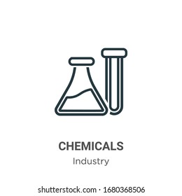 Chemikalien umreißen das Symbol Vektorillustration. Dünne, schwarze Chemikalien-Symbol, einfache flache Vektorillustration-Elementgrafik aus bearbeitbarem Industriekonzept einzeln auf weißem Hintergrund
