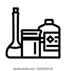 chemicals and solvents tool work line icon vector. chemicals and solvents tool work sign. isolated contour symbol black illustration