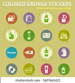 chemicals store colored grunge icons with sweats glue for design web and mobile applications