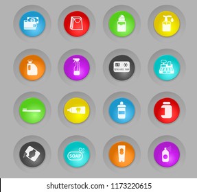 chemicals store colored plastic round buttons vector icons for web and user interface design