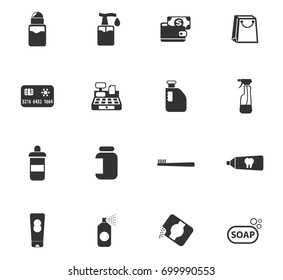 chemicals store icon set