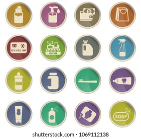 chemicals store vector icons in the form of round paper labels