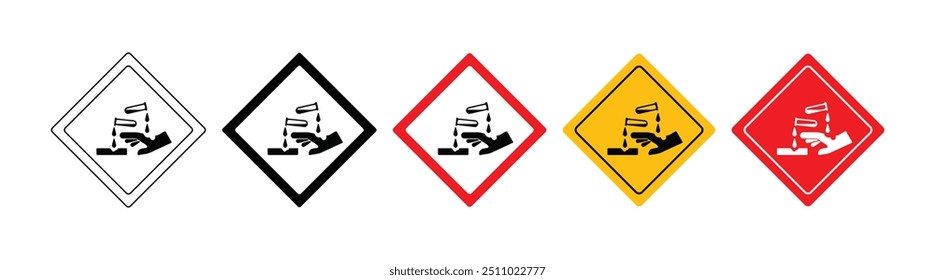 design isolado do símbolo do símbolo de rombo da substância corrosiva química