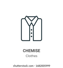 Icono vectorial de contorno quemiso. Icono de la química en línea delgada, ilustración de elemento simple vectorial plano del concepto de ropa editable trazo aislado sobre fondo blanco