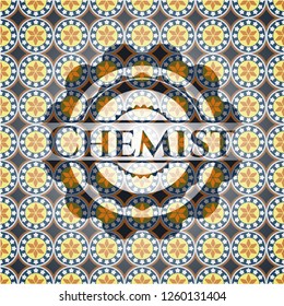 Chemist arabesque badge. arabic decoration.