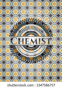 Chemist arabesque badge. arabic decoration.