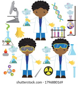 Chemist boy vector cartoon illustration