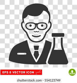 Chemist EPS vector pictogram. Illustration style is flat iconic gray symbol on chess transparent background.