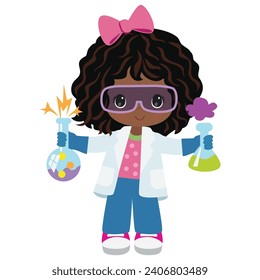 Chemist girl vector cartoon illustration