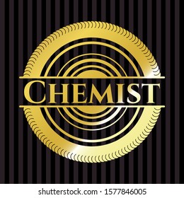 Chemist gold emblem. Vector Illustration. Detailed.