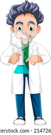 A chemist holding beaker on white background illustration